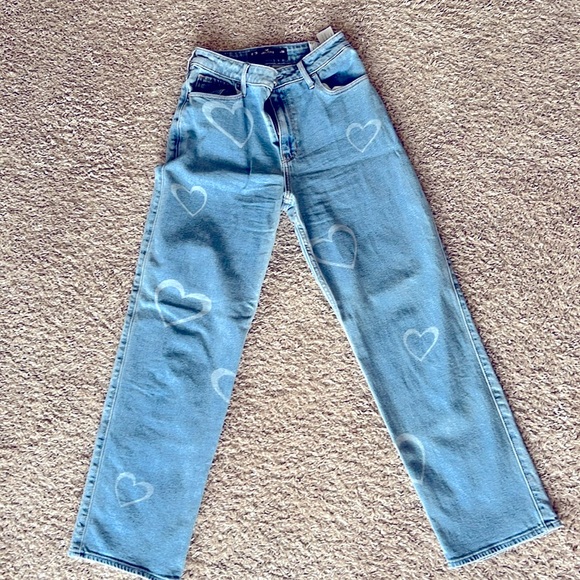 Hollister ultra high-rise dad jeans (3R/2R w26R) blue heart - Picture 1 of 4